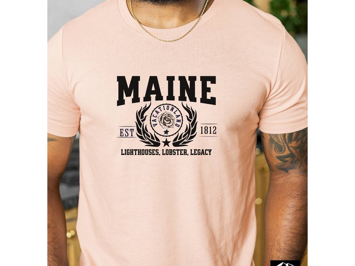 Maine State Legacy T-Shirt – Unisex Coastal Heritage Tee | "Lighthouses, Lobster, Legacy" | New England Pride Shirt