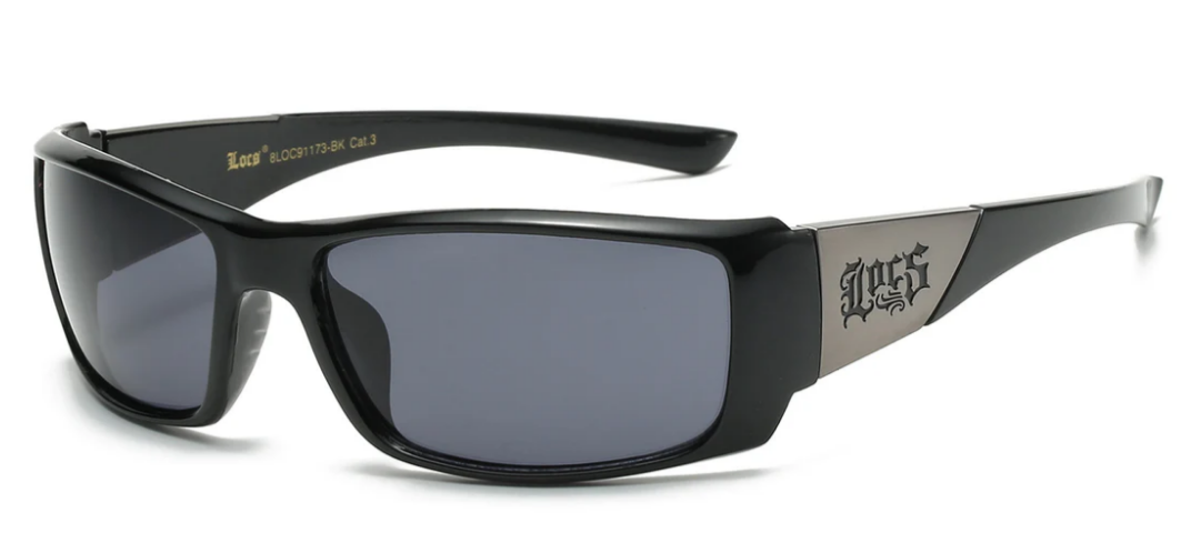Locs 8LOC91173-BK Sunglasses – Bold Matte Black Wraparound Shades with Metal Logo