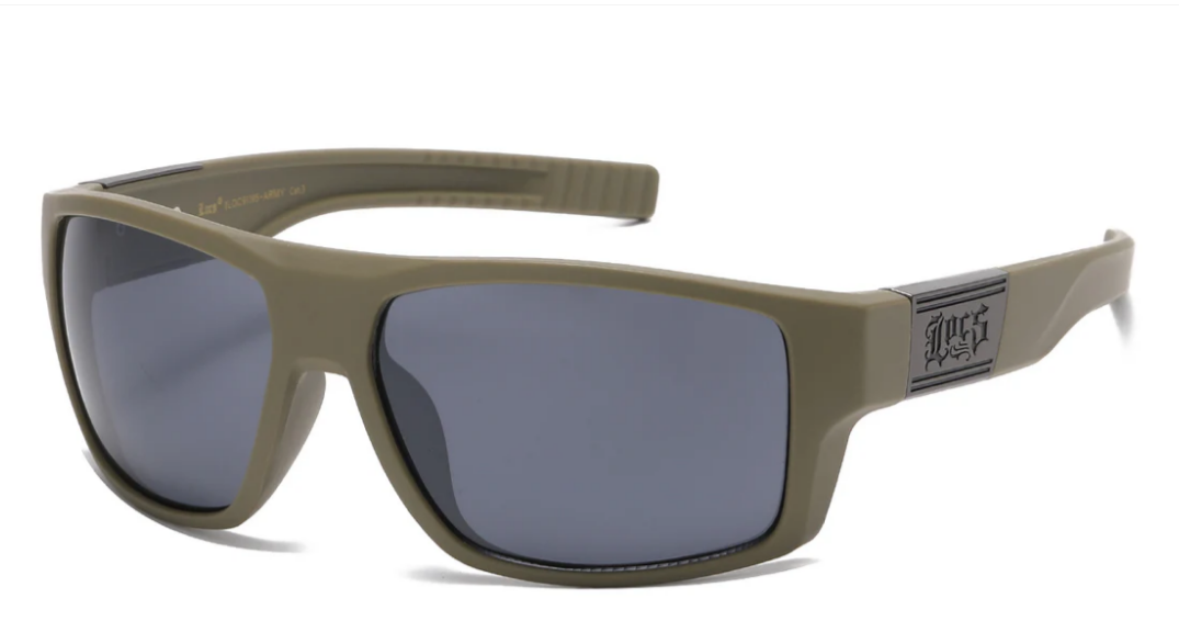 Locs 8LOC91195-ARMY Square Wrap Sunglasses – Military-Inspired Colors with Smoke Lenses