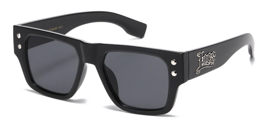 Locs 8LOC91228-BK Square Wrap Sunglasses – Black Frame with Smoke Lenses