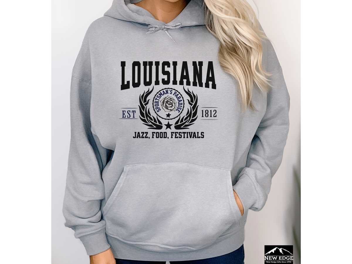 Louisiana State Legacy Hoodie – "Jazz, Food, Festivals" | Unisex Pullover | Bayou Vibes Sweatshirt