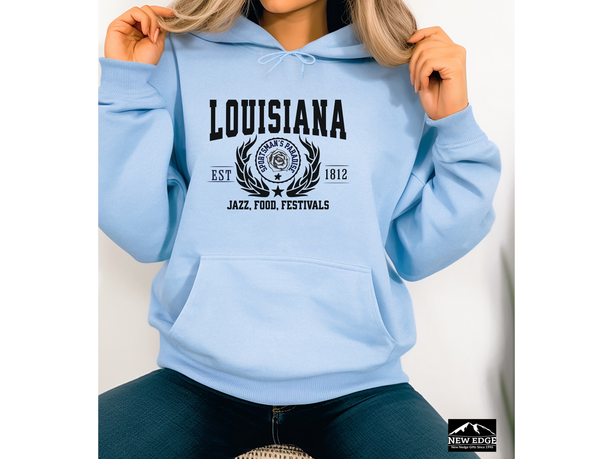 Louisiana State Legacy Hoodie – "Jazz, Food, Festivals" | Unisex Pullover | Bayou Vibes Sweatshirt