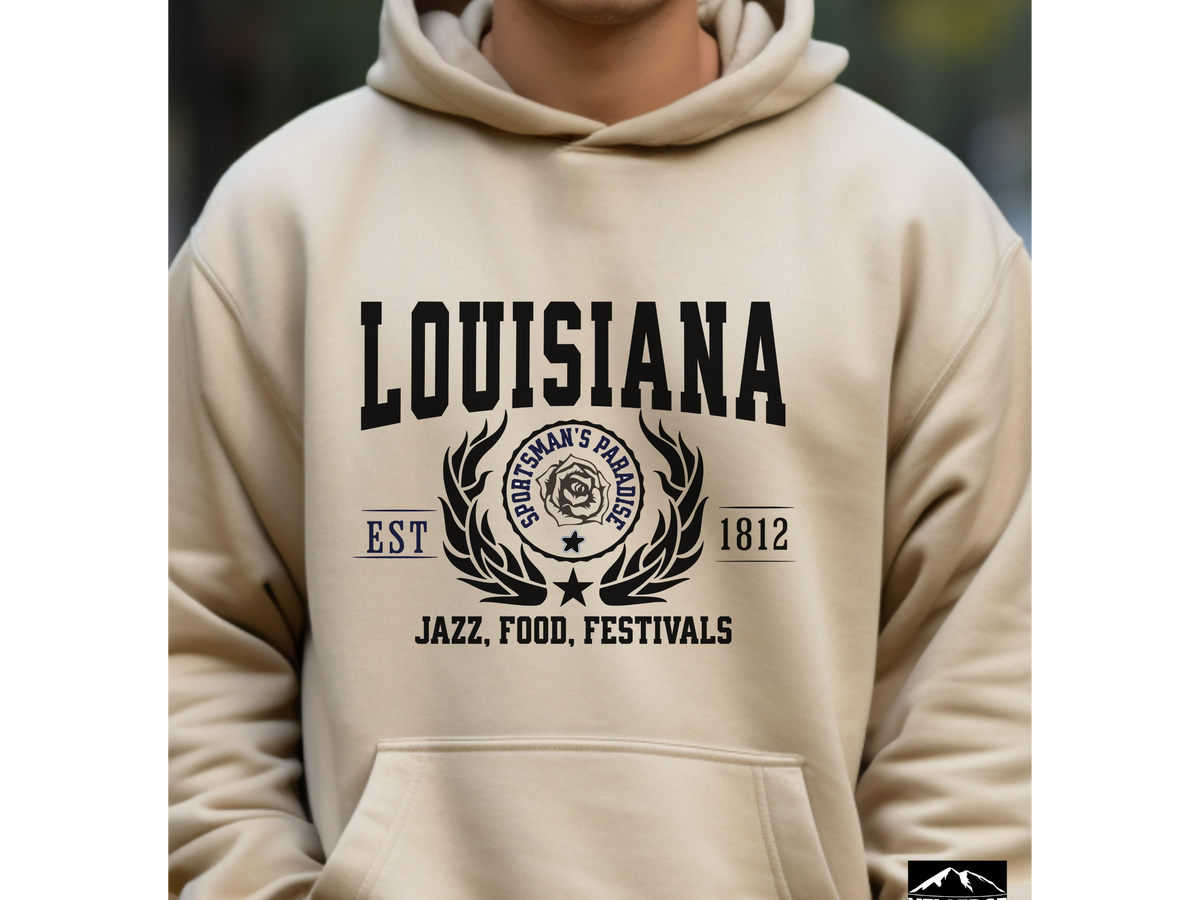 Louisiana State Legacy Hoodie – "Jazz, Food, Festivals" | Unisex Pullover | Bayou Vibes Sweatshirt