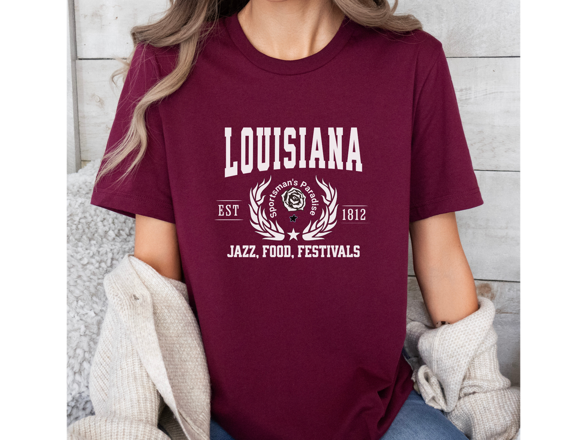 Louisiana State Legacy T-Shirt – Unisex Bayou Culture Tee | "Jazz, Food, Festivals" | New Orleans Pride Shirt