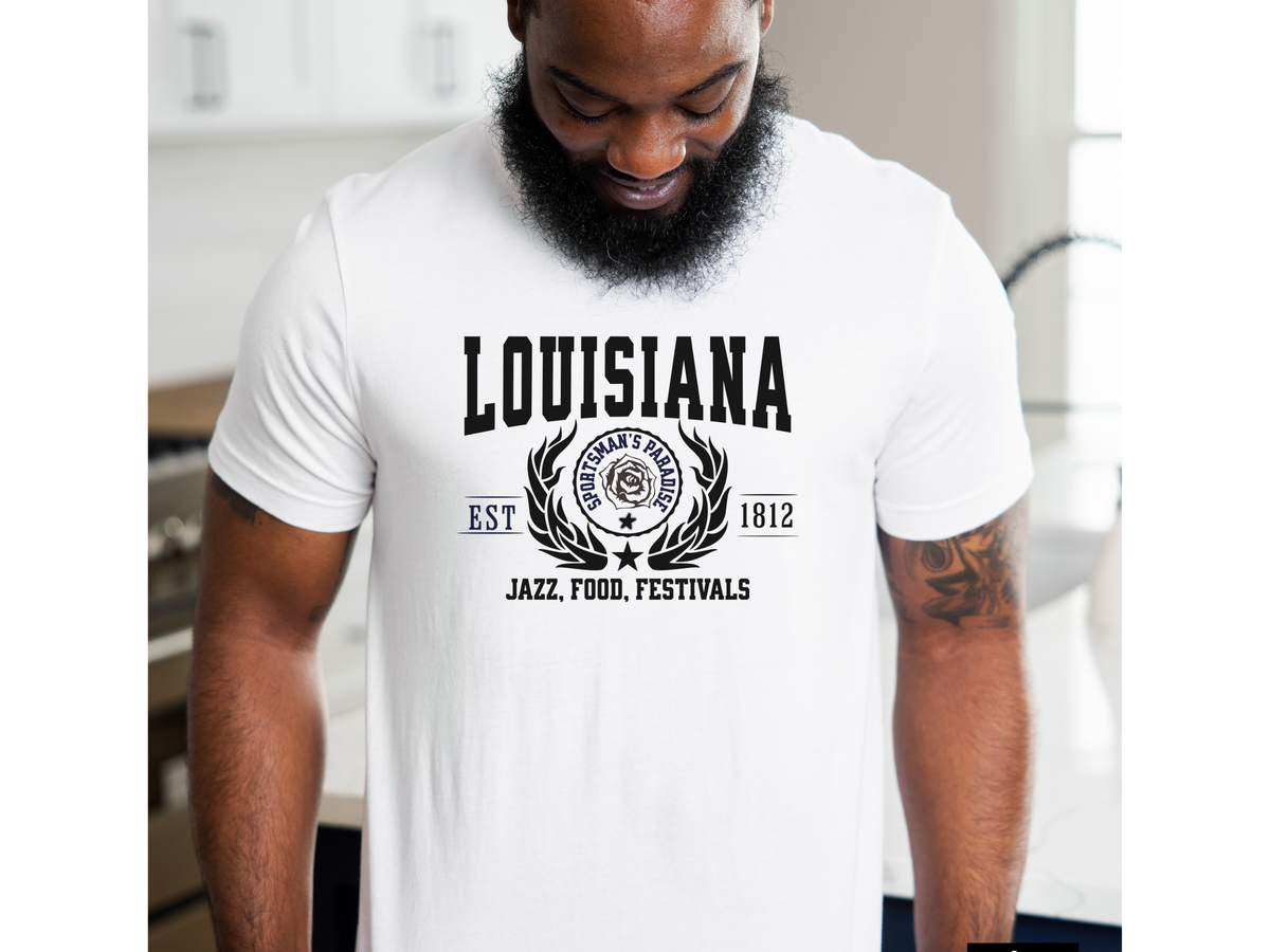 Louisiana State Legacy T-Shirt – Unisex Bayou Culture Tee | "Jazz, Food, Festivals" | New Orleans Pride Shirt