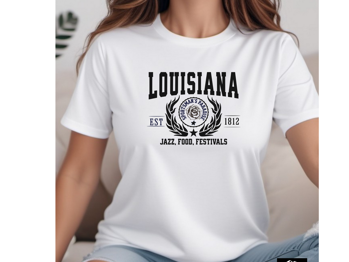 Louisiana State Legacy T-Shirt – Unisex Bayou Culture Tee | "Jazz, Food, Festivals" | New Orleans Pride Shirt