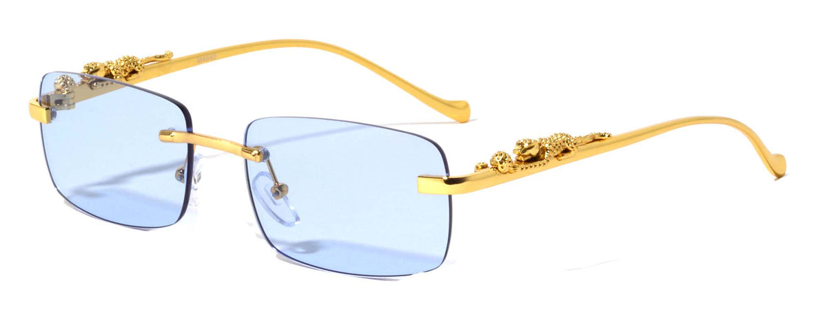 Rimless Rounded Rectangle Jaguar Fashion Sunglasses