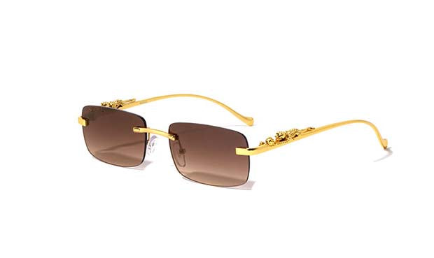 Rimless Rounded Rectangle Jaguar Fashion Sunglasses