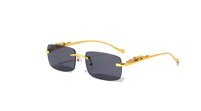 Rimless Rounded Rectangle Jaguar Fashion Sunglasses