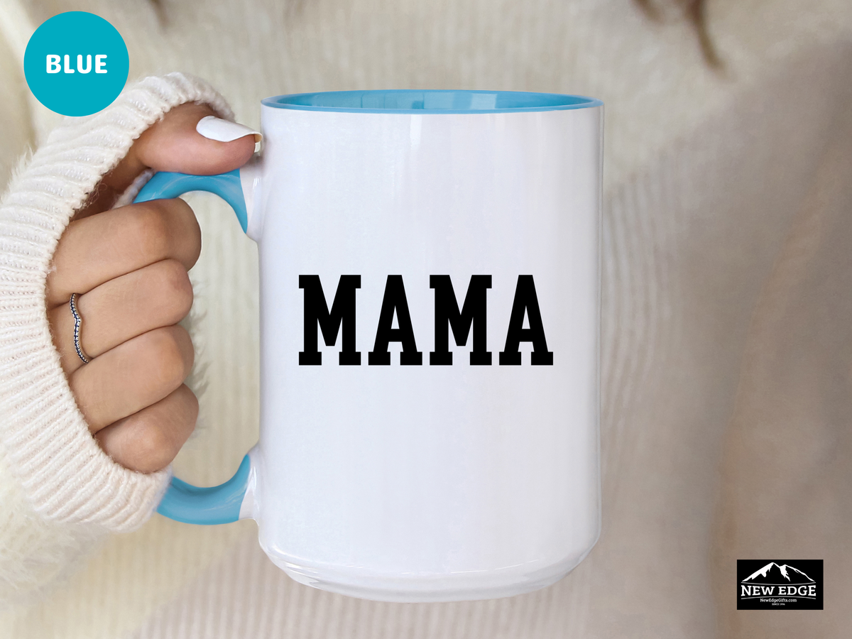 MAMA Letters Coffee Mug – 11oz & 15oz Classic Accent Mug – Simple and Stylish Gift for Mom – Everyday Cozy Coffee Cup