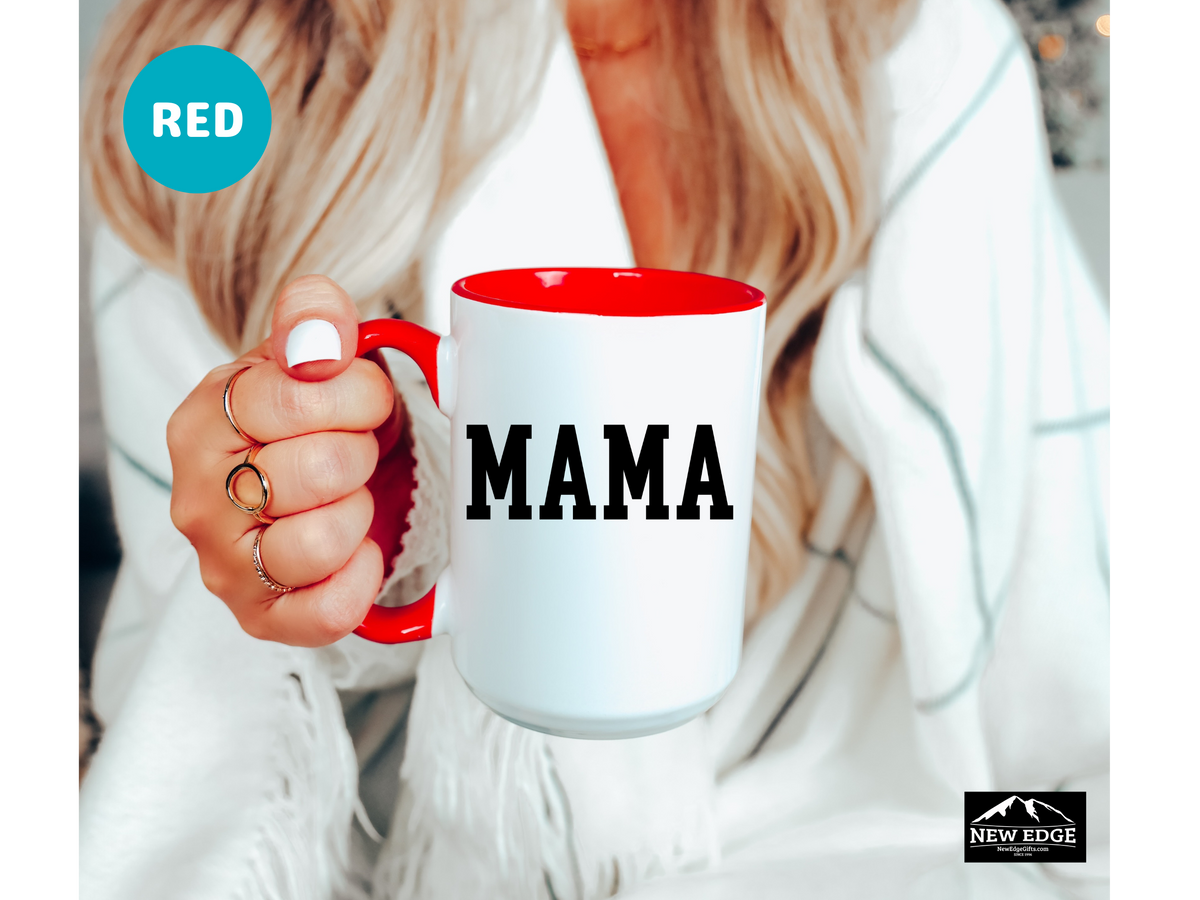 MAMA Letters Coffee Mug – 11oz & 15oz Classic Accent Mug – Simple and Stylish Gift for Mom – Everyday Cozy Coffee Cup