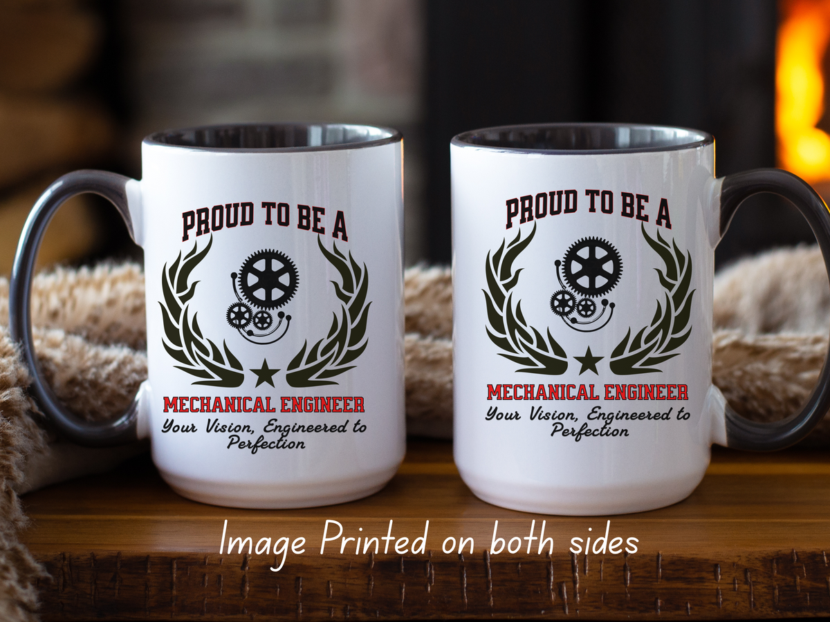 PROUD TO BE A MECHANICAL ENGINEER Accent Coffee Mug – “Your Vision, Engineered to Perfection” – Engineering Gift by New Edge Gifts and Novelties