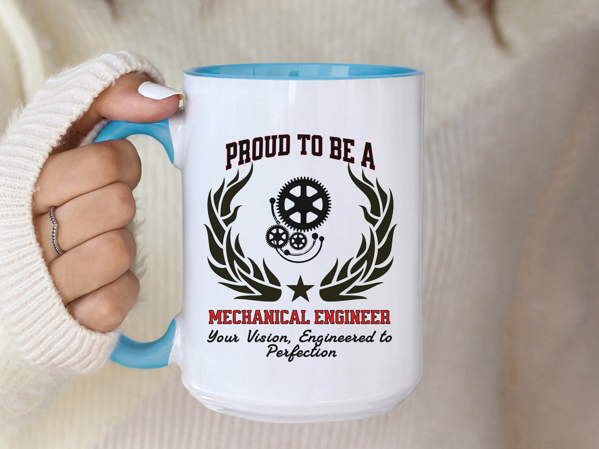 PROUD TO BE A MECHANICAL ENGINEER Accent Coffee Mug – “Your Vision, Engineered to Perfection” – Engineering Gift by New Edge Gifts and Novelties