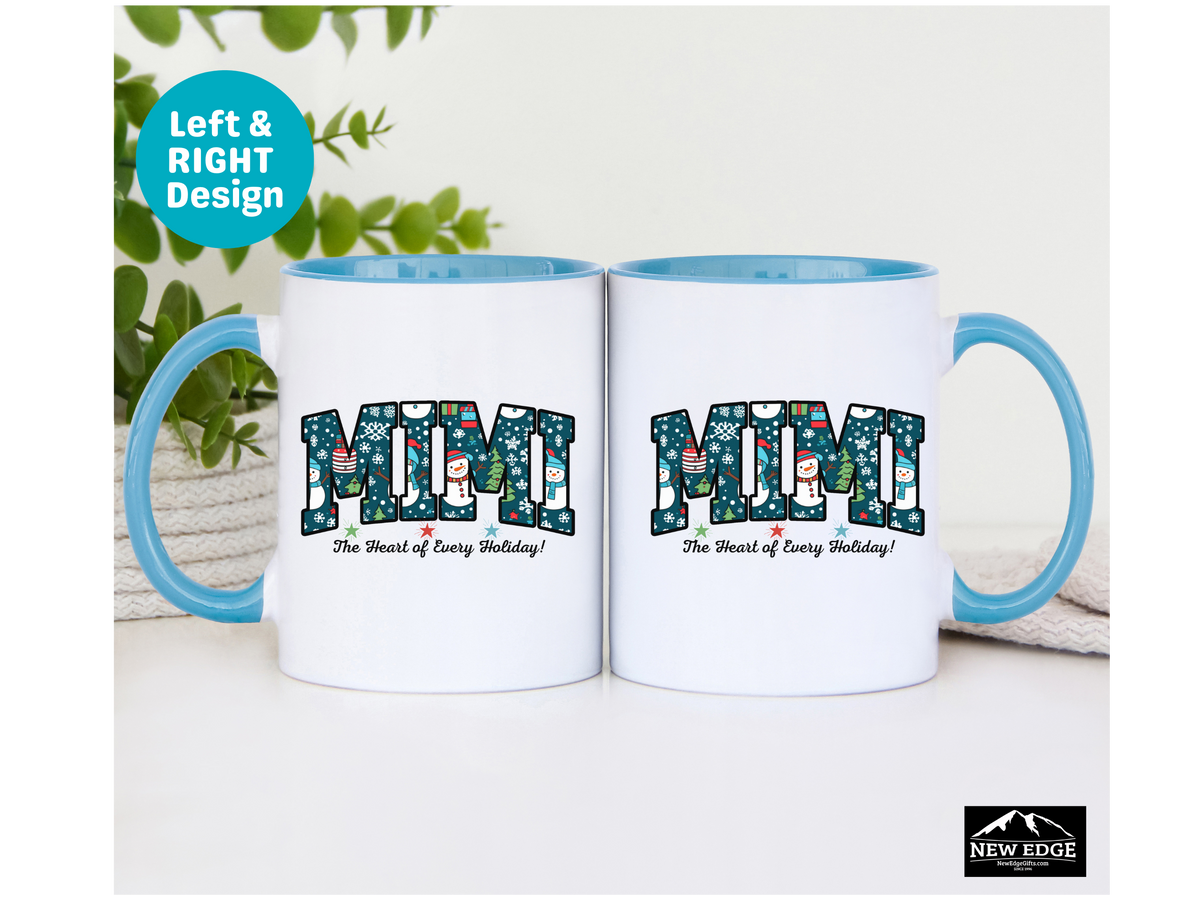 MIMI Christmas Coffee Mug with “Mimi the Heart of Every Holiday” Slogan – 11oz & 15oz Accent Mug – Festive Holiday Gift for Mimi