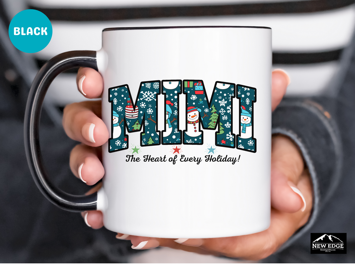 MIMI Christmas Coffee Mug with “Mimi the Heart of Every Holiday” Slogan – 11oz & 15oz Accent Mug – Festive Holiday Gift for Mimi