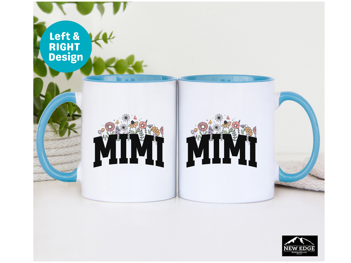 MIMI Letters Coffee Mug with Flowers – 11oz & 15oz Accent Mug – Cute Floral Gift for Mimi – Sweet Grandmother Coffee Cup
