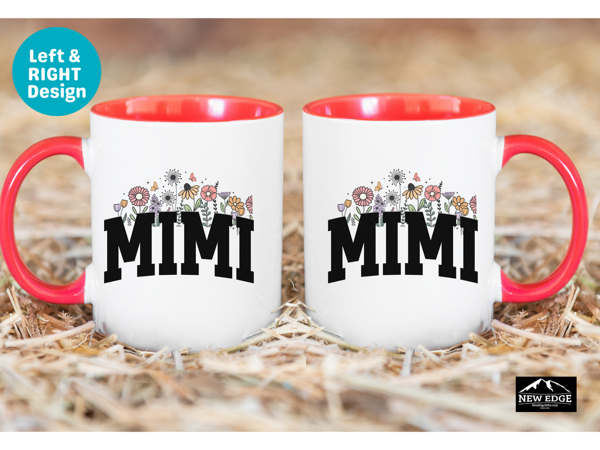 MIMI Letters Coffee Mug with Flowers – 11oz & 15oz Accent Mug – Cute Floral Gift for Mimi – Sweet Grandmother Coffee Cup