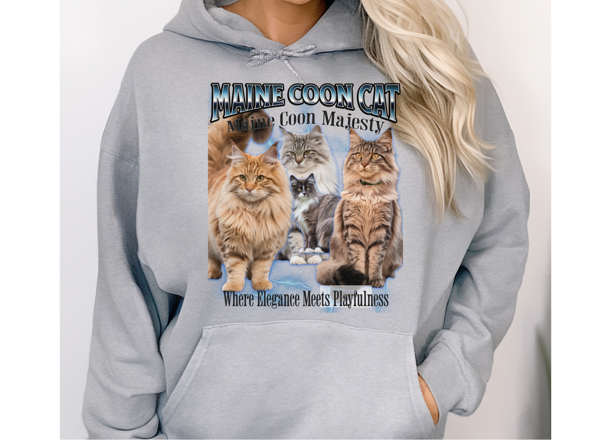 Maine Coon Cat Hoodie – Unisex Bootleg Collage Sweatshirt | Maine Coon Majesty