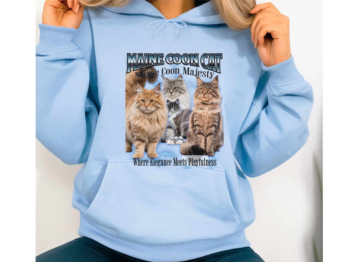 Maine Coon Cat Hoodie – Unisex Bootleg Collage Sweatshirt | Maine Coon Majesty