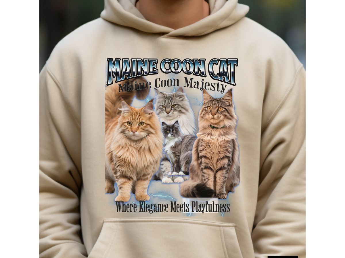 Maine Coon Cat Hoodie – Unisex Bootleg Collage Sweatshirt | Maine Coon Majesty
