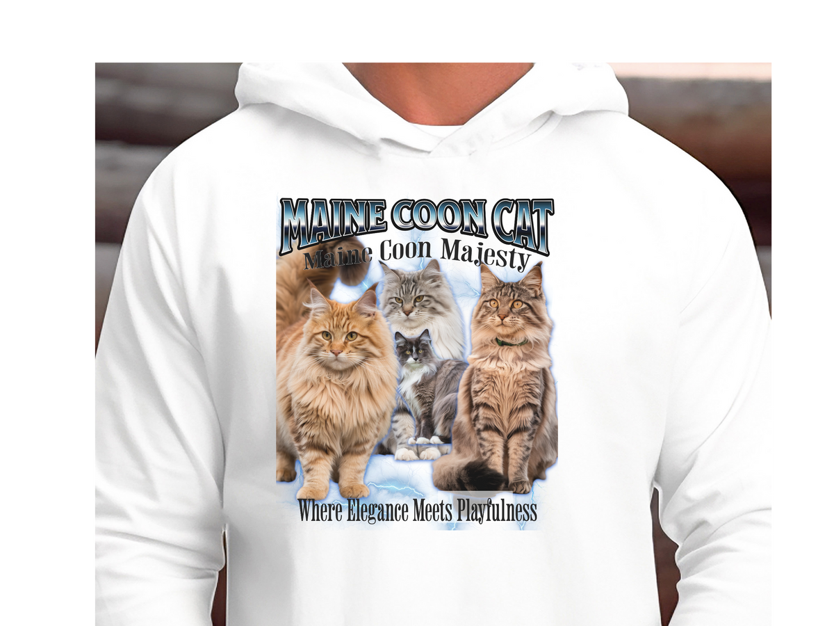 Maine Coon Cat Hoodie – Unisex Bootleg Collage Sweatshirt | Maine Coon Majesty
