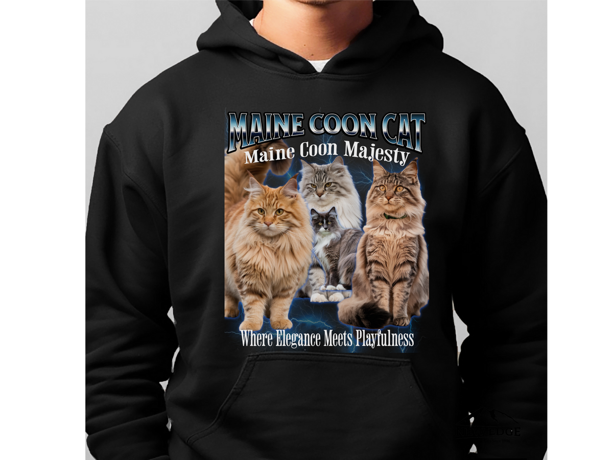 Maine Coon Cat Hoodie – Unisex Bootleg Collage Sweatshirt | Maine Coon Majesty