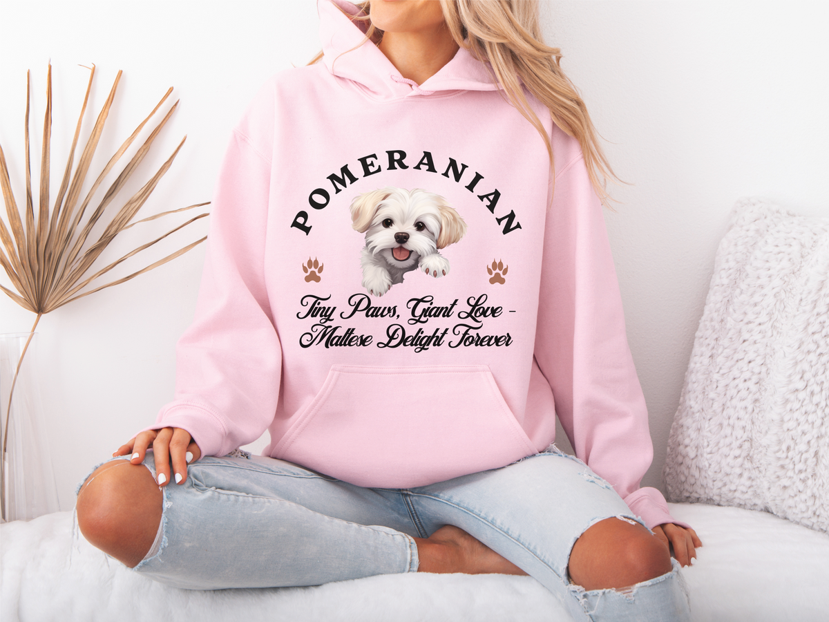 Maltese Dog Hoodie – "Tiny Paws, Giant Love: Maltese Delight Forever" | Unisex Cozy Hoodie for Elegant Little Companions