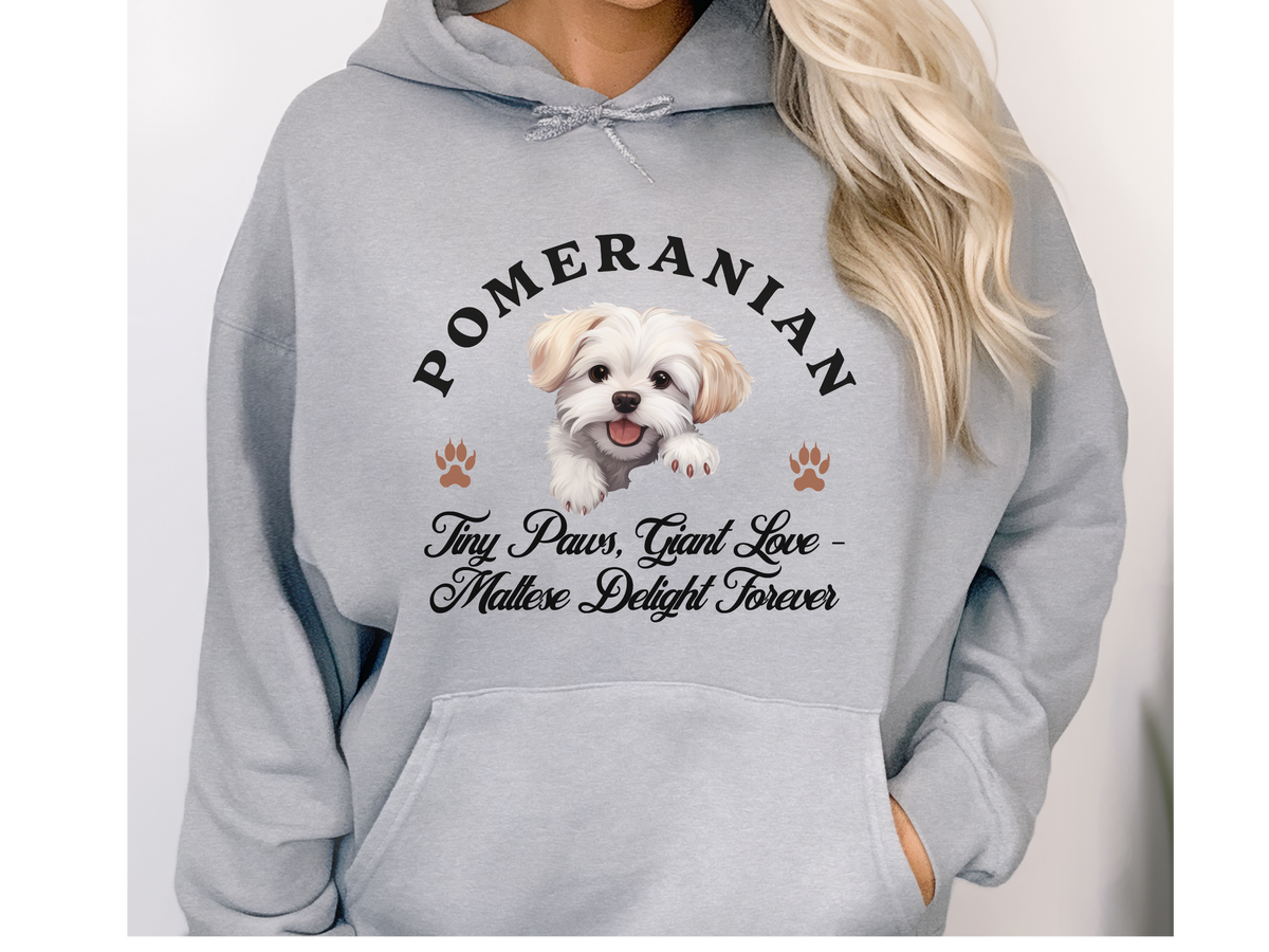 Maltese Dog Hoodie – "Tiny Paws, Giant Love: Maltese Delight Forever" | Unisex Cozy Hoodie for Elegant Little Companions