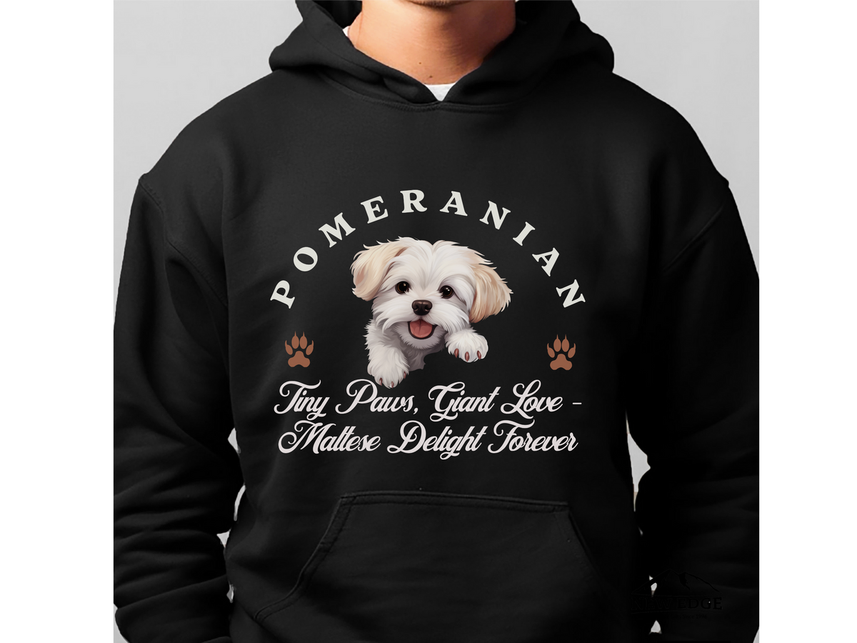 Maltese Dog Hoodie – "Tiny Paws, Giant Love: Maltese Delight Forever" | Unisex Cozy Hoodie for Elegant Little Companions