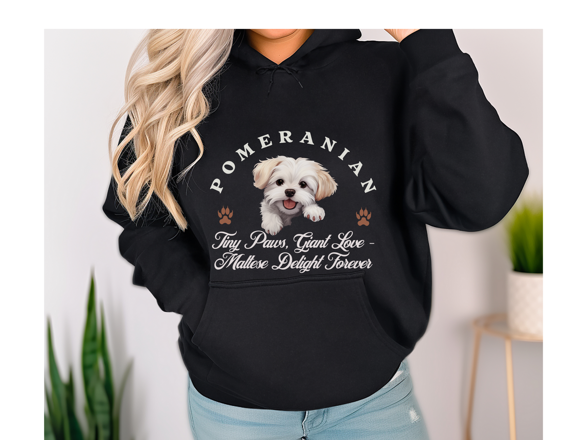 Maltese Dog Hoodie – "Tiny Paws, Giant Love: Maltese Delight Forever" | Unisex Cozy Hoodie for Elegant Little Companions