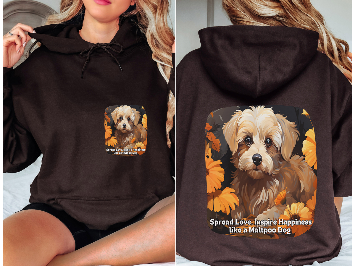 Spread Love, Inspire Happiness – Sunflower Maltipoo Dog Unisex Hoodie