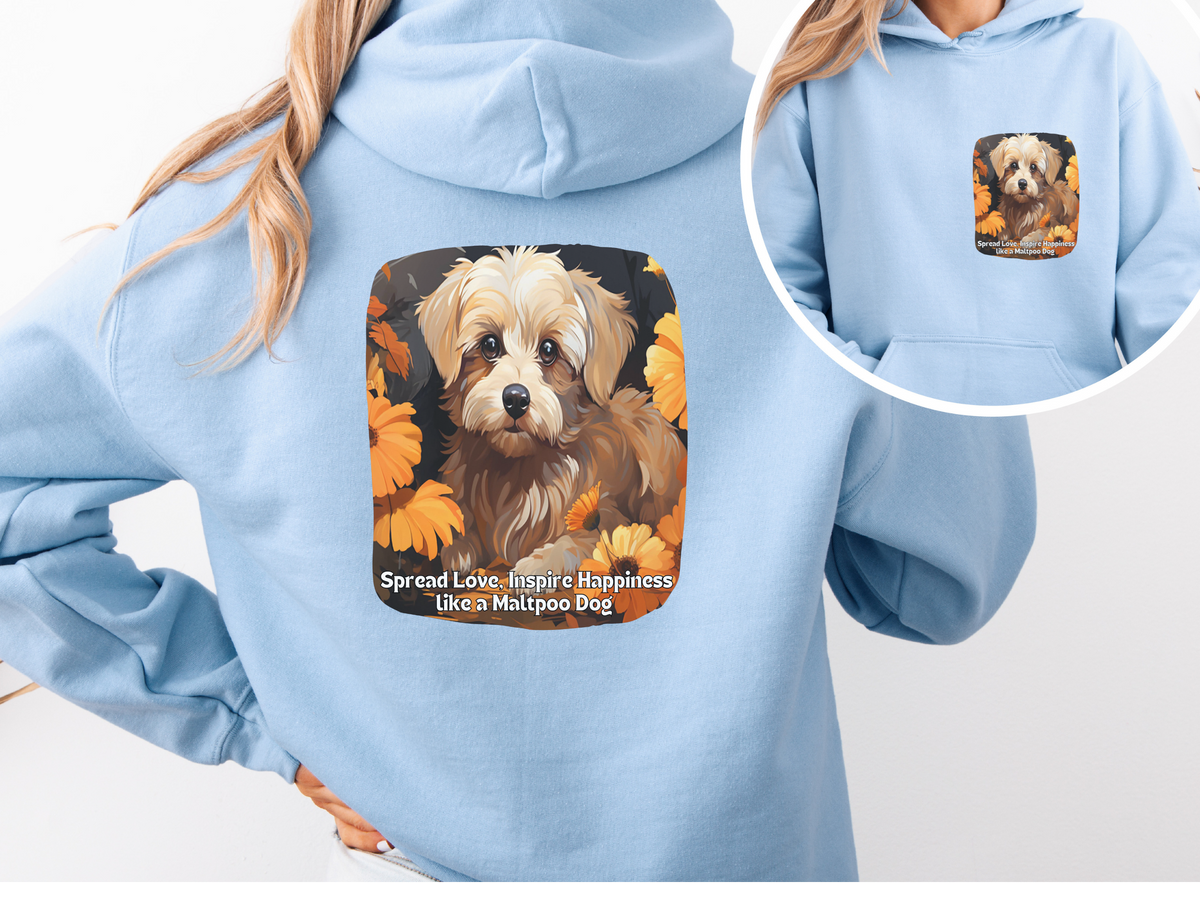 Spread Love, Inspire Happiness – Sunflower Maltipoo Dog Unisex Hoodie