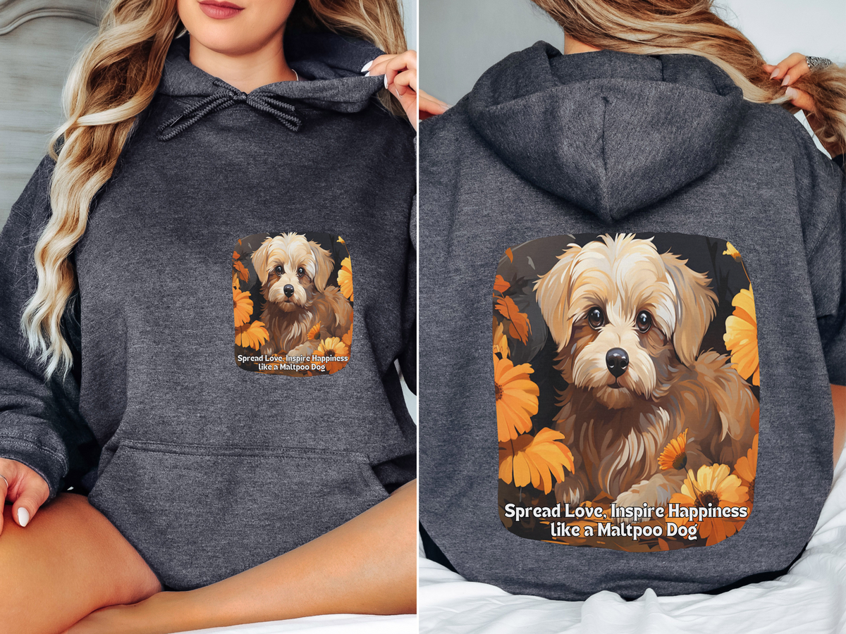 Spread Love, Inspire Happiness – Sunflower Maltipoo Dog Unisex Hoodie