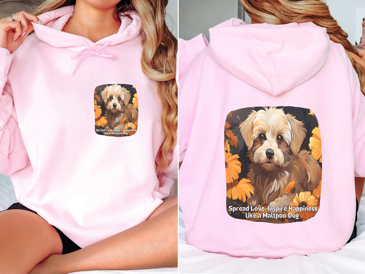 Spread Love, Inspire Happiness – Sunflower Maltipoo Dog Unisex Hoodie