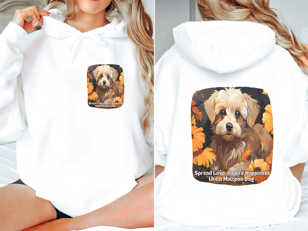 Spread Love, Inspire Happiness – Sunflower Maltipoo Dog Unisex Hoodie