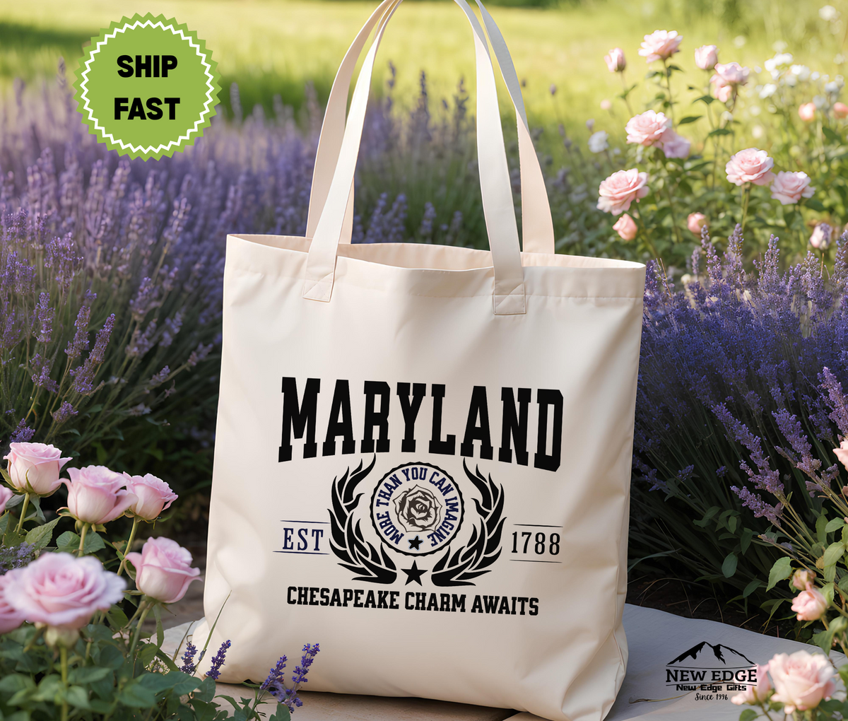 Maryland State Chesapeake Charm Awaits Cotton Canvas Tote Bag – Eco-Friendly Reusable Shopping Tote, Travel Gift & Mid-Atlantic State Pride Bag