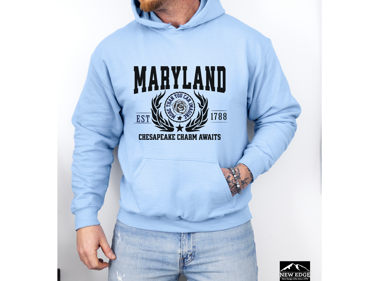 Maryland State Legacy Hoodie – "Chesapeake Charm Awaits" | Unisex Pullover | East Coast Heritage Sweatshirt
