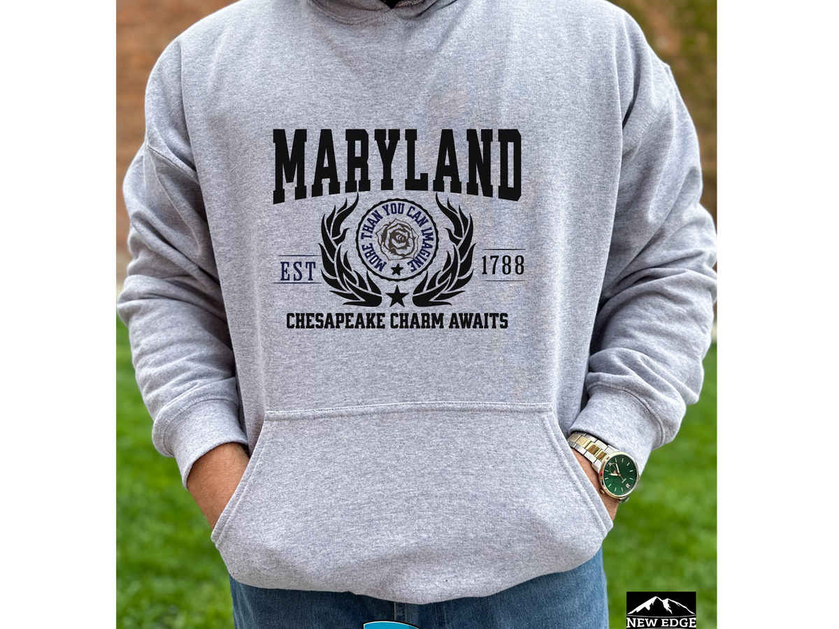 Maryland State Legacy Hoodie – "Chesapeake Charm Awaits" | Unisex Pullover | East Coast Heritage Sweatshirt