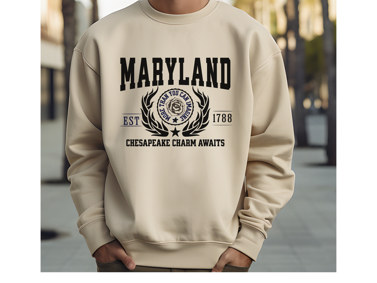 Maryland State Legacy Sweatshirt – Chesapeake Charm Awaits | Unisex Coastal Heritage Pullover