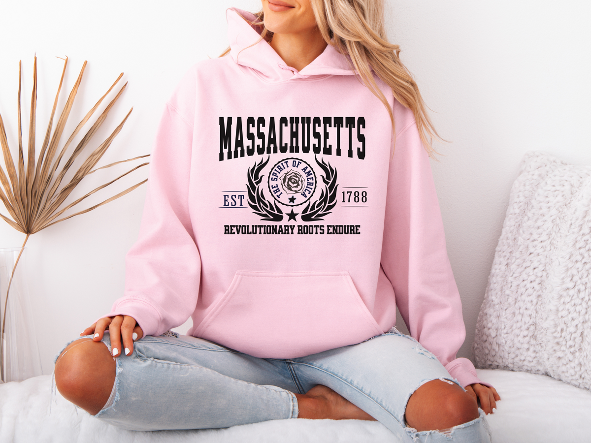 Massachusetts State Legacy Hoodie – "Revolutionary Roots Endure" | Unisex Pullover | New England Heritage Sweatshirt