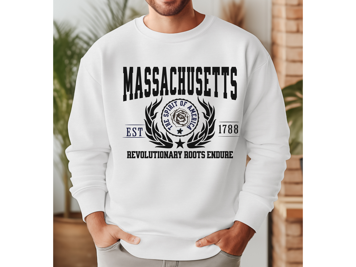 Massachusetts State Legacy Sweatshirt – Revolutionary Roots Endure | Unisex New England Heritage Crewneck