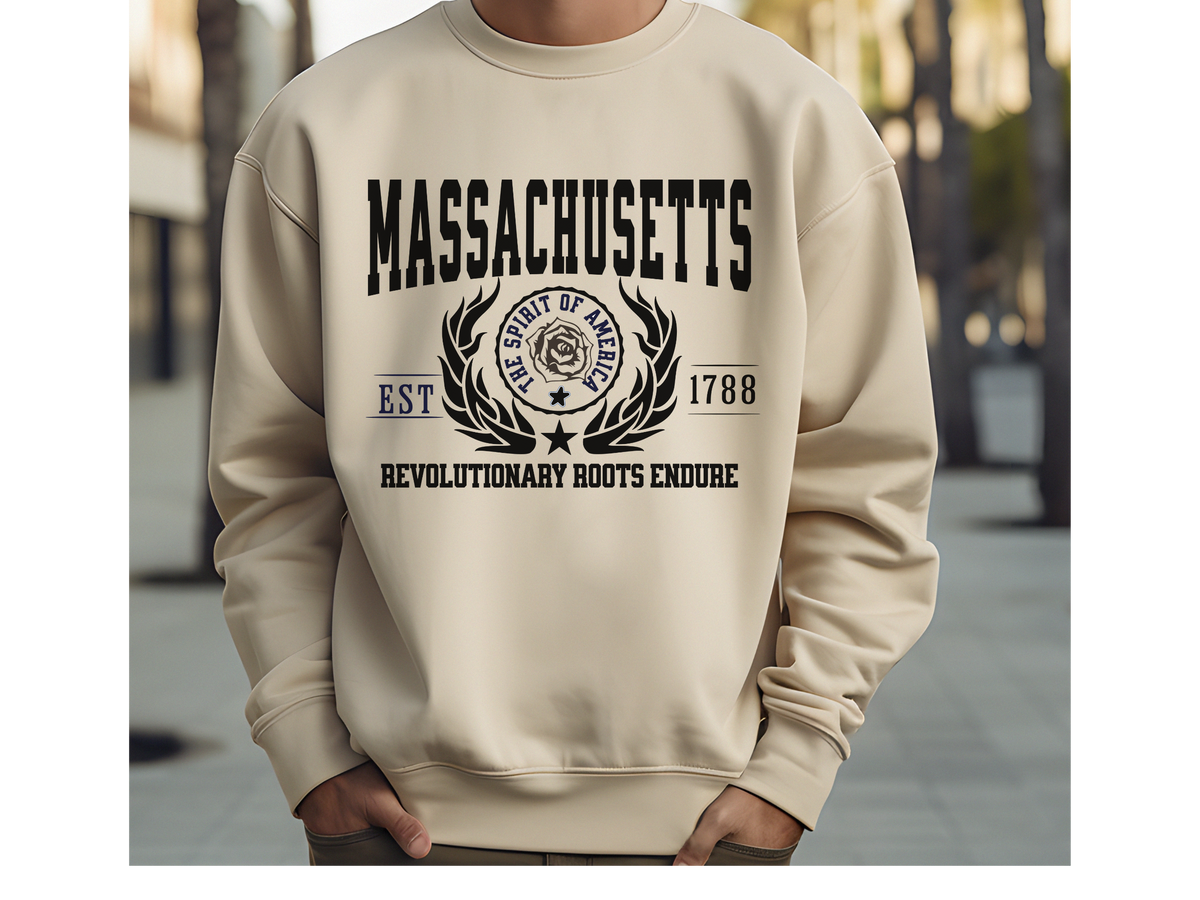 Massachusetts State Legacy Sweatshirt – Revolutionary Roots Endure | Unisex New England Heritage Crewneck