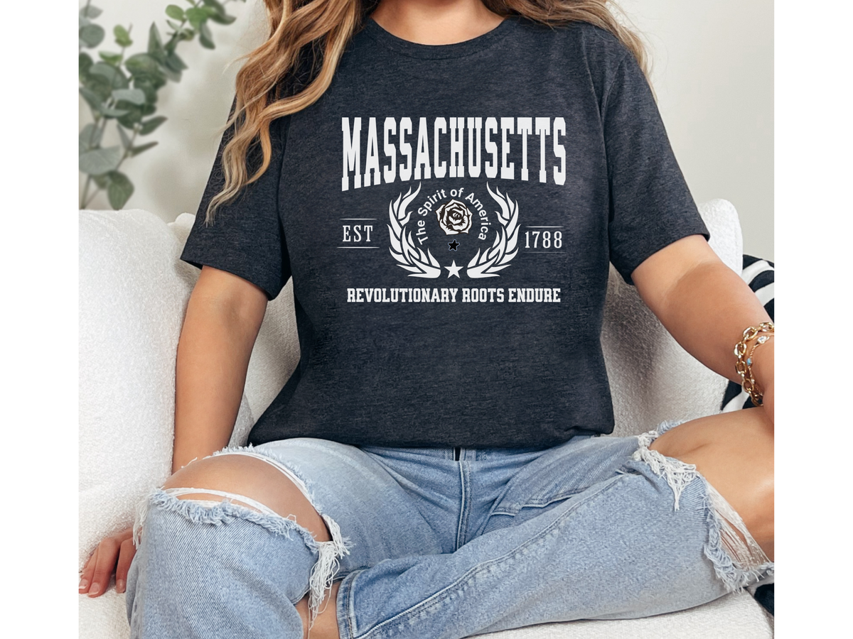 Massachusetts State Legacy T-Shirt – Unisex Historic Pride Tee | "Revolutionary Roots Endure" | New England Heritage Shirt