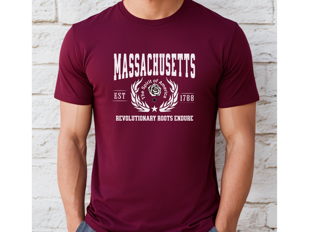Massachusetts State Legacy T-Shirt – Unisex Historic Pride Tee | "Revolutionary Roots Endure" | New England Heritage Shirt