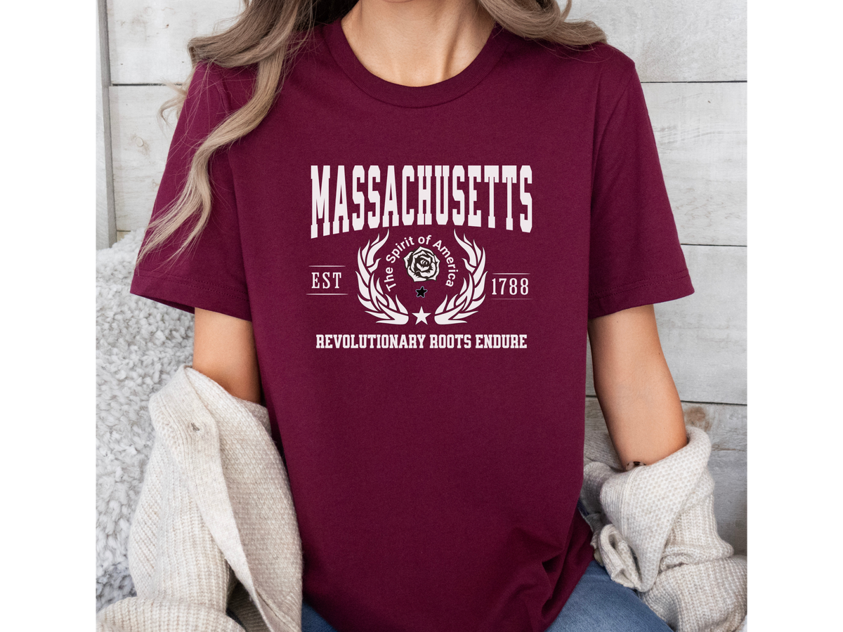 Massachusetts State Legacy T-Shirt – Unisex Historic Pride Tee | "Revolutionary Roots Endure" | New England Heritage Shirt