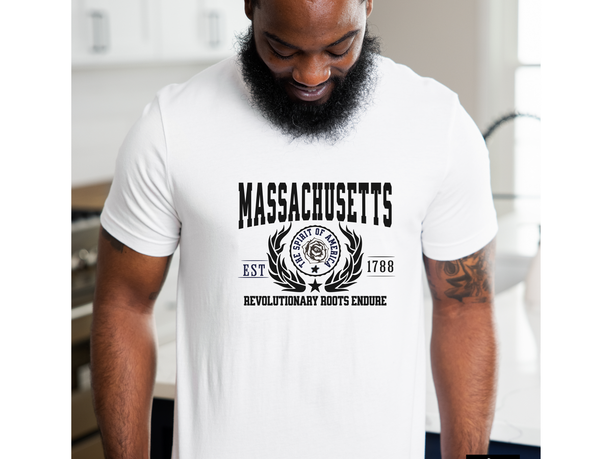 Massachusetts State Legacy T-Shirt – Unisex Historic Pride Tee | "Revolutionary Roots Endure" | New England Heritage Shirt