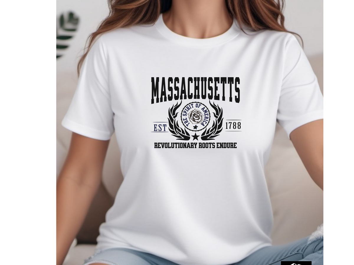 Massachusetts State Legacy T-Shirt – Unisex Historic Pride Tee | "Revolutionary Roots Endure" | New England Heritage Shirt
