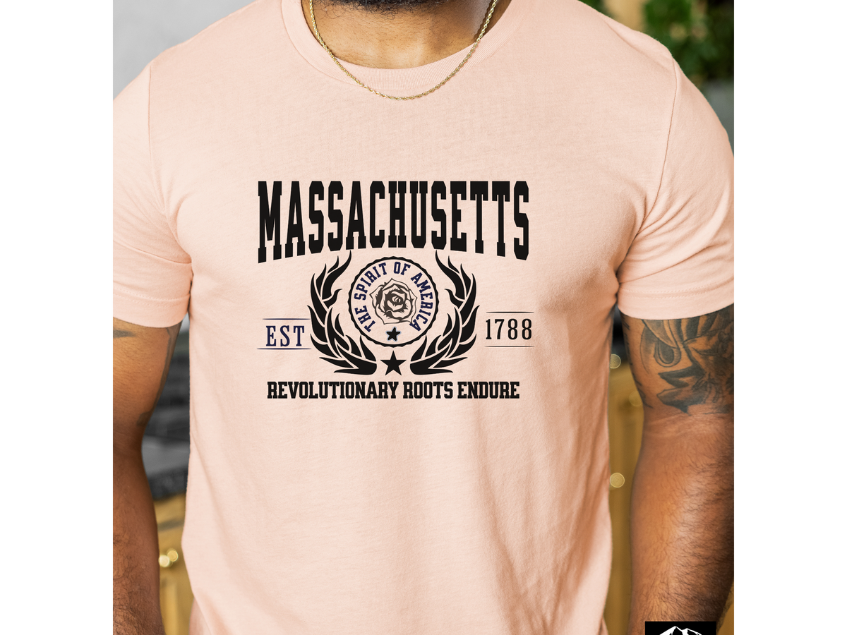 Massachusetts State Legacy T-Shirt – Unisex Historic Pride Tee | "Revolutionary Roots Endure" | New England Heritage Shirt