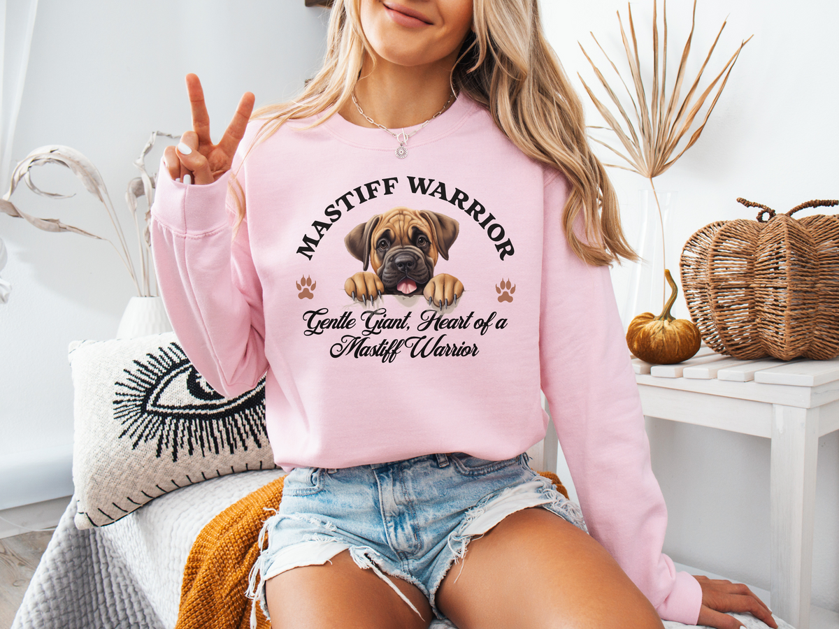 Mastiff Warrior Sweatshirt – Gentle Giant, Heart of a Mastiff Warrior – Unisex Dog Lover Apparel