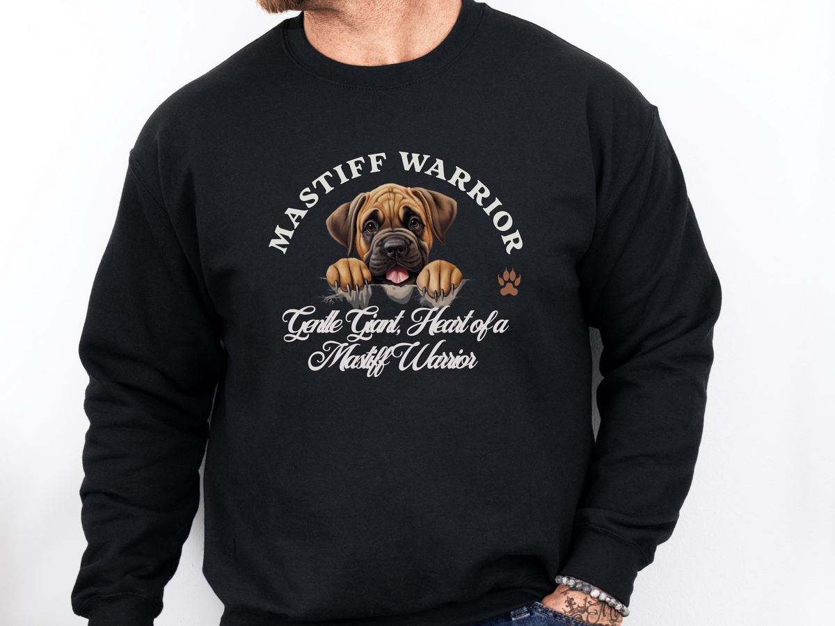 Mastiff Warrior Sweatshirt – Gentle Giant, Heart of a Mastiff Warrior – Unisex Dog Lover Apparel